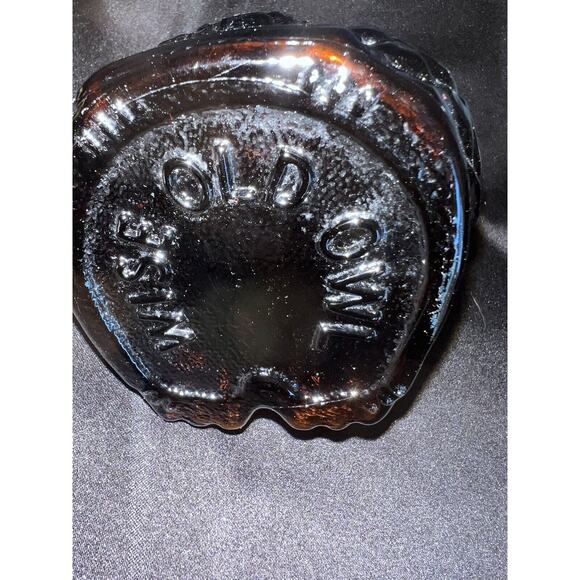 Amber Glass Wise Old Owl Glass Piggy Bank 7”tall Vintage Coin A8 - Picture 5 of 7